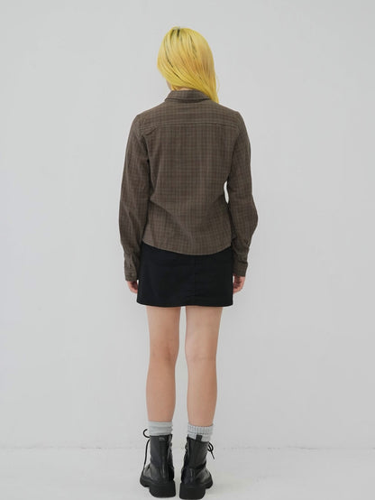 sleeve detail check shirt