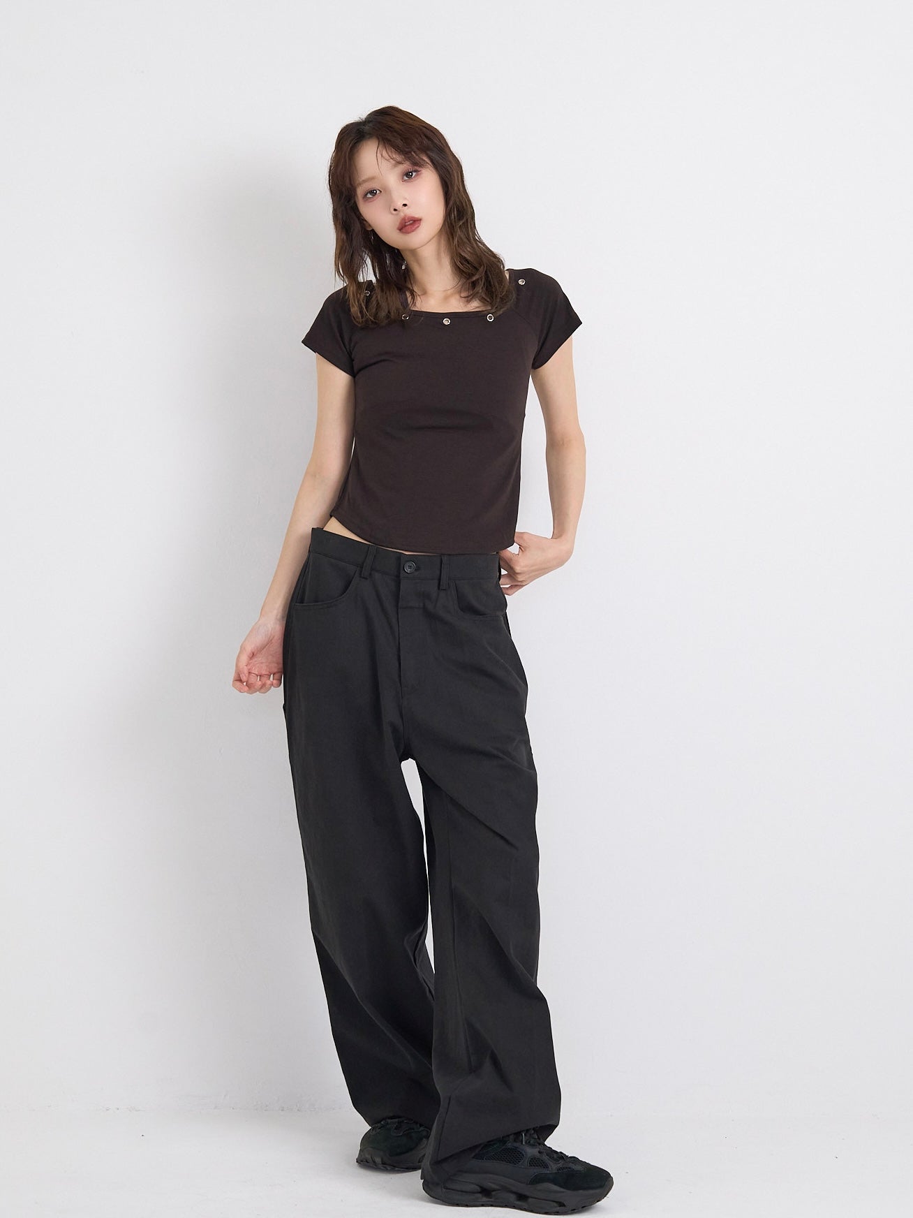 eyelet halter layered tops