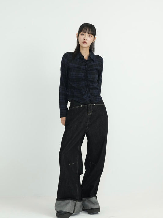 loose wide denim pants