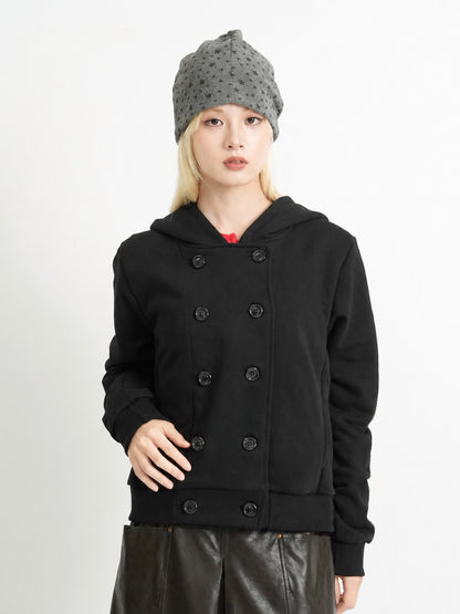 button front hooded jacket