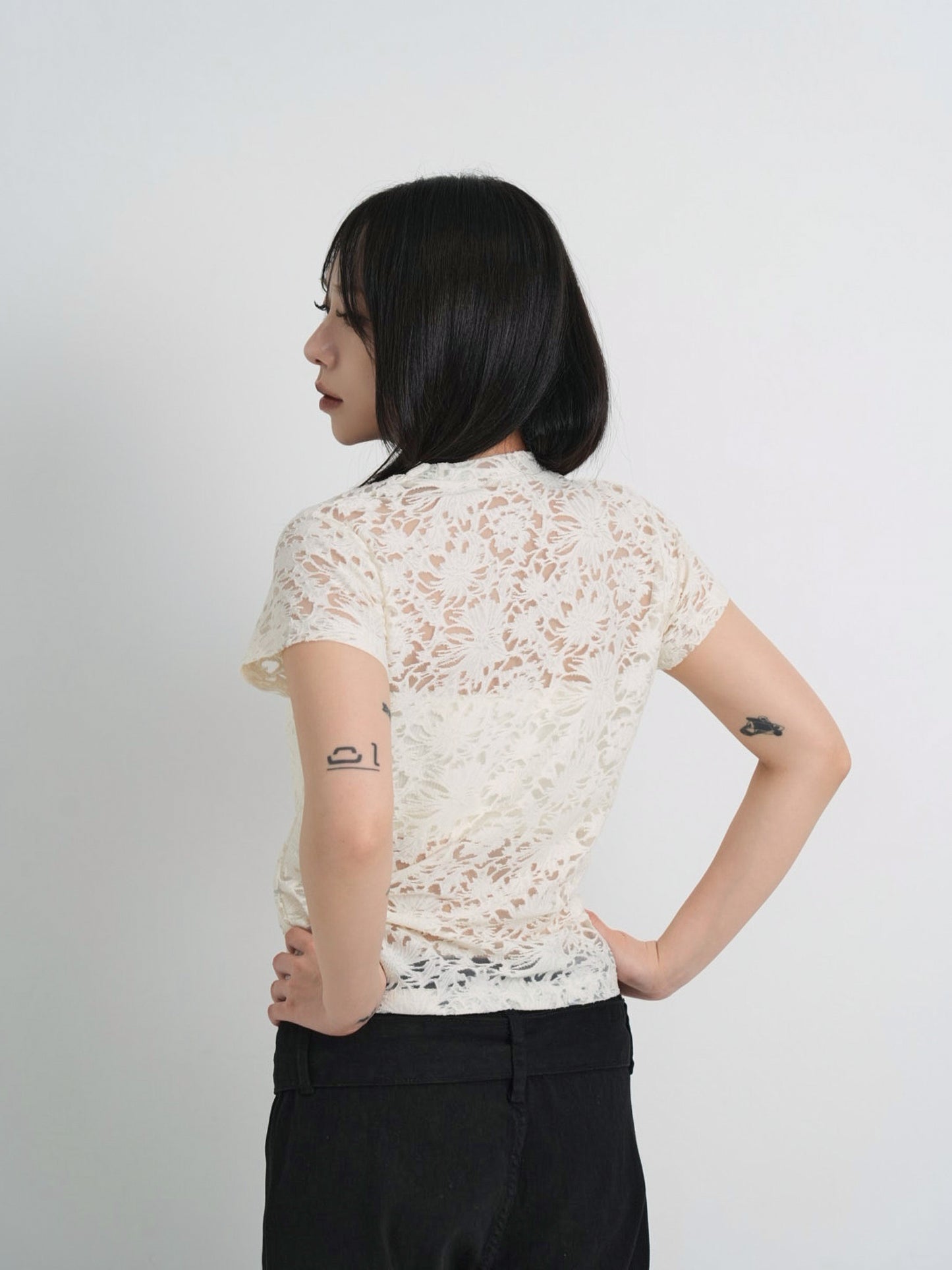 sheer flower lace tops