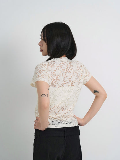 sheer flower lace tops
