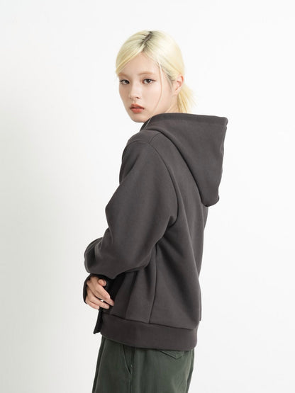 button front hooded jacket