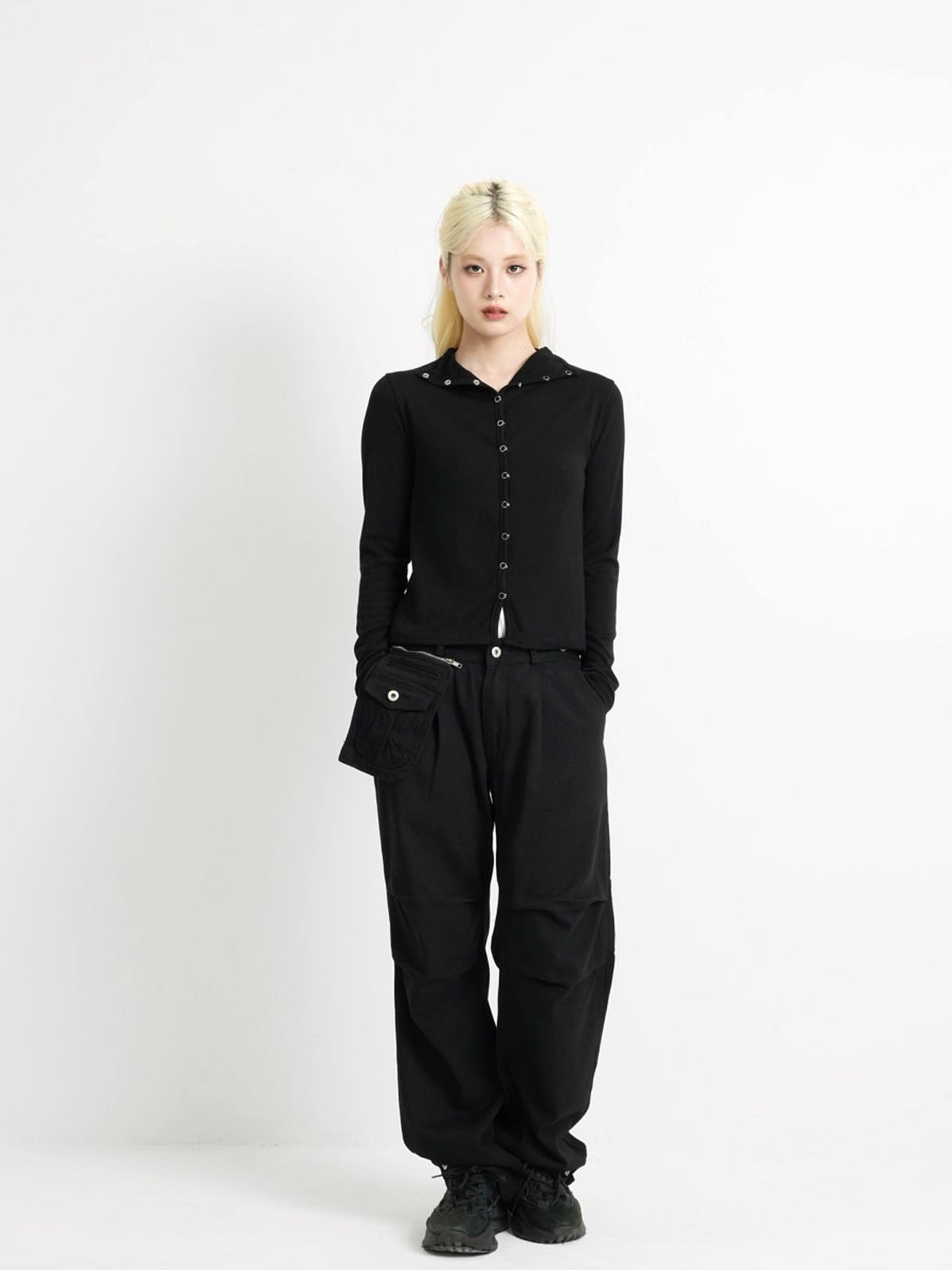 high neck fitted cardigan