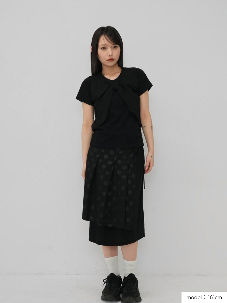 dot layered long skirt