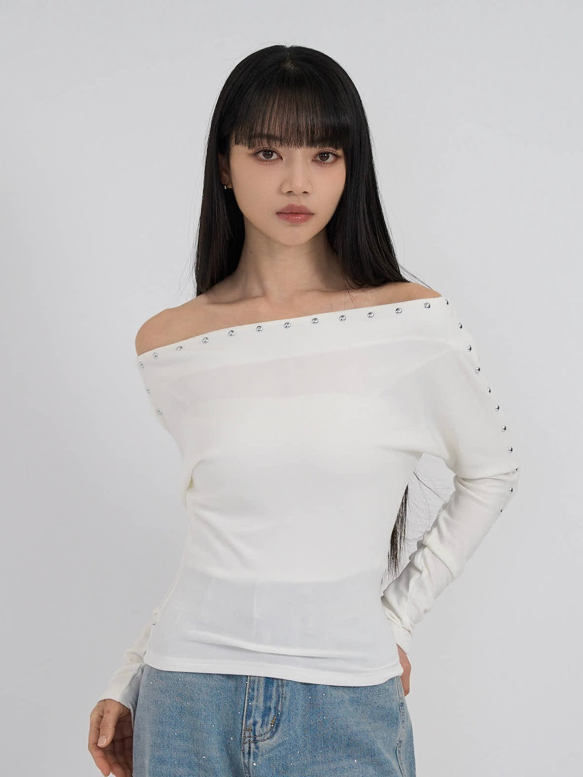 studs off shoulder tops