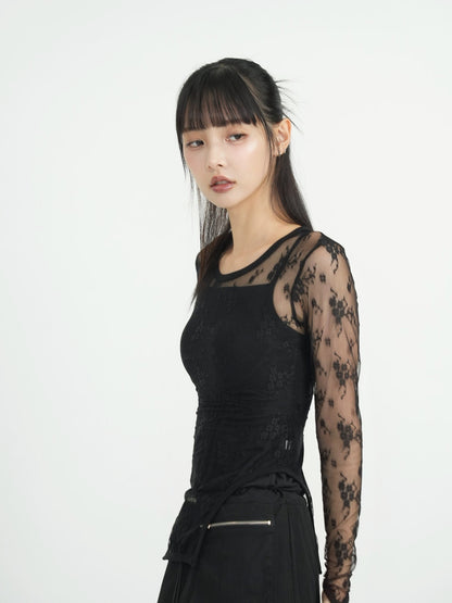 lace side cutout tops