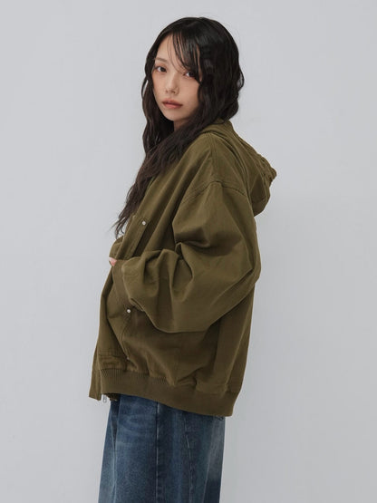 over pocket zip up hoodie