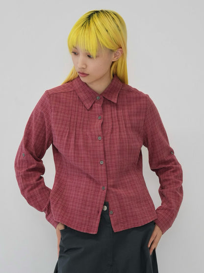 sleeve detail check shirt