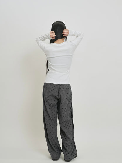 dot wide line pants