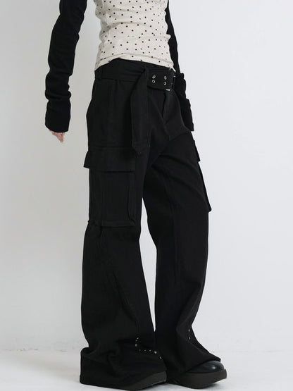 belt stud bootcut pants