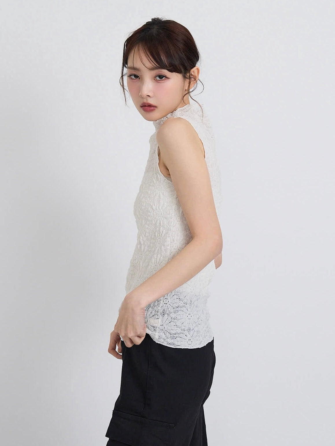 flower lace sleeveless top