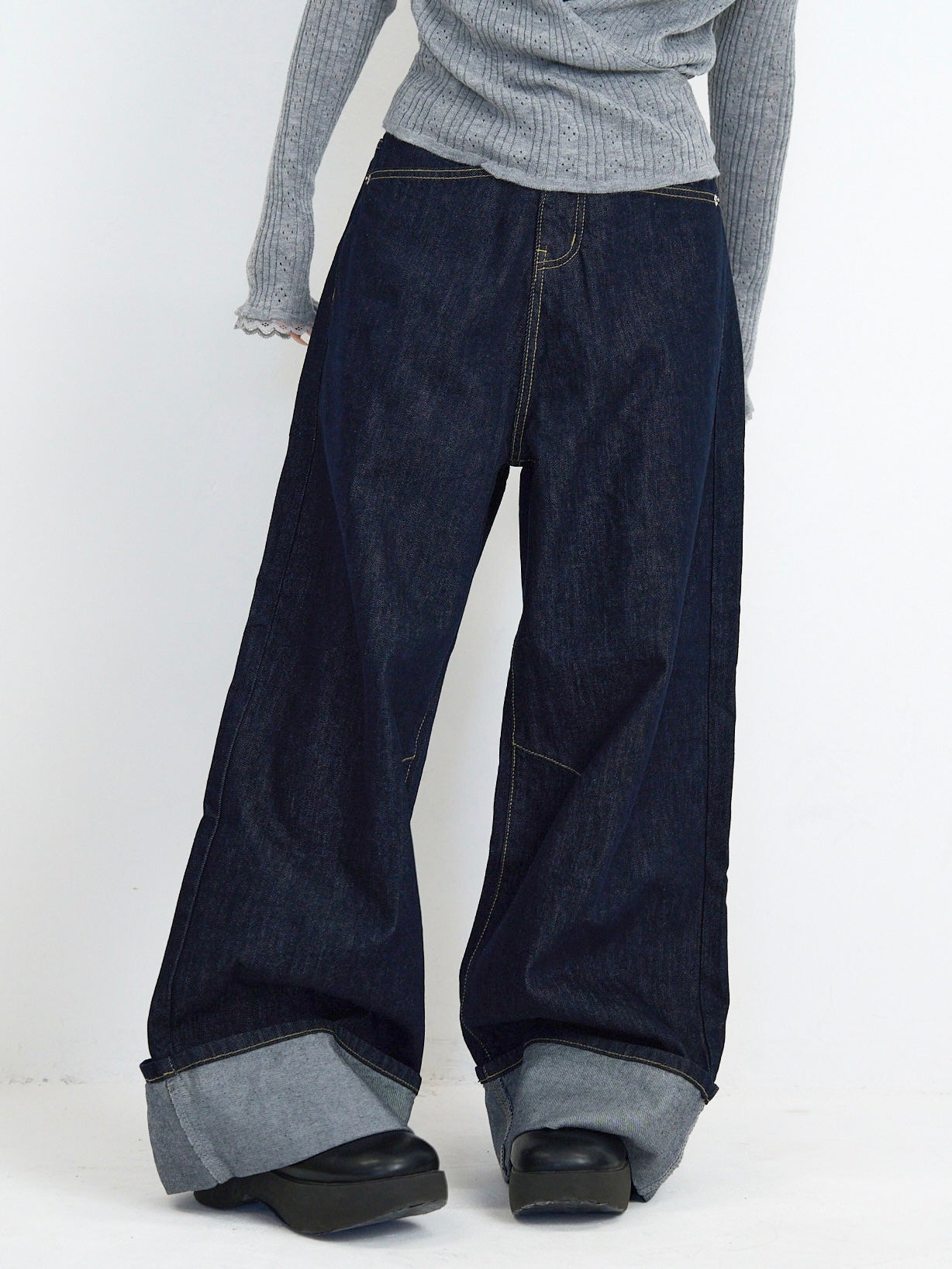 loose wide denim pants
