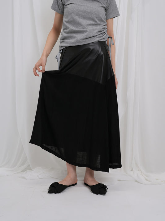 leather chiffon skirt