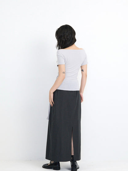 back slit long skirt
