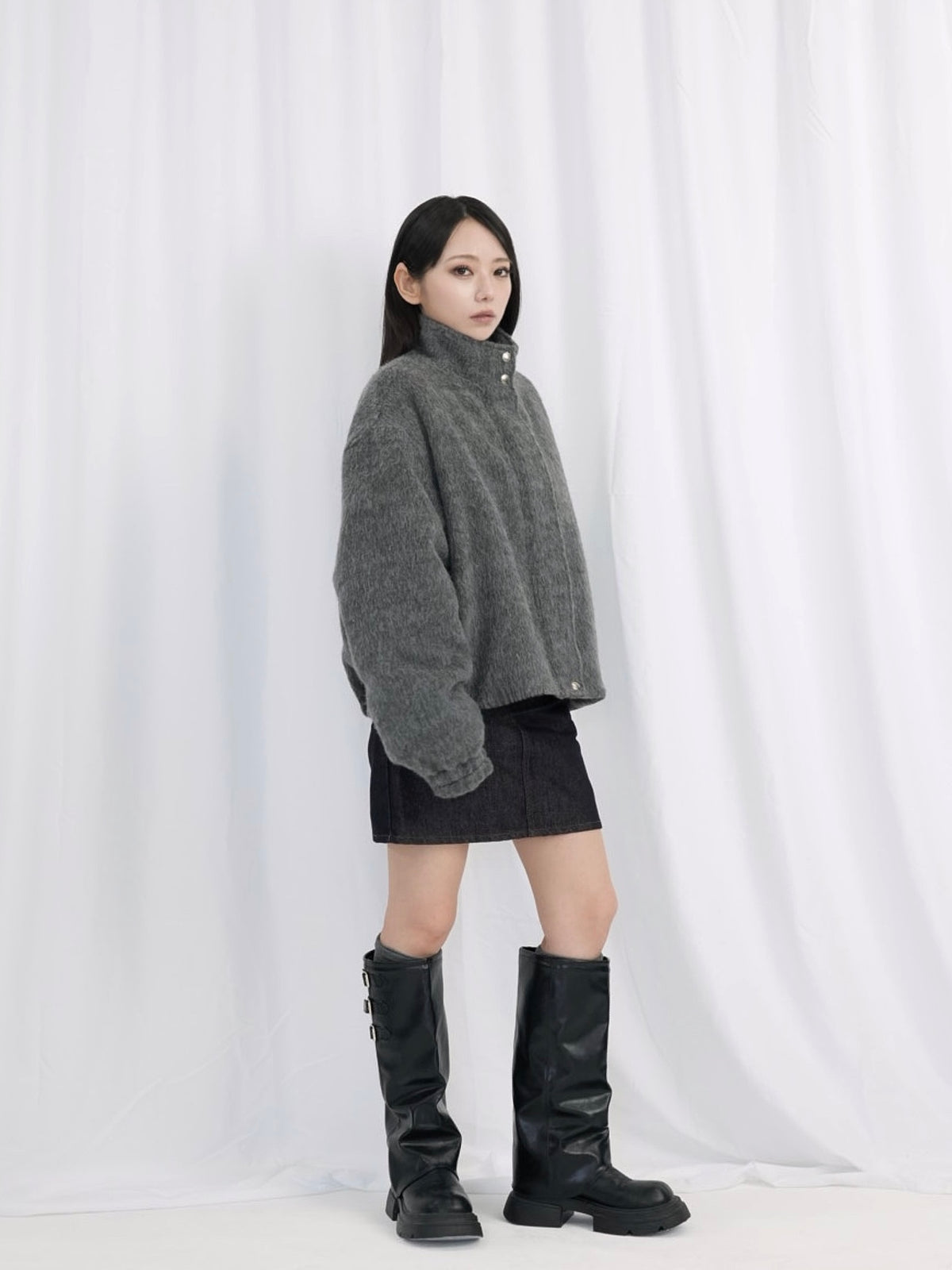 mohair snap blouson