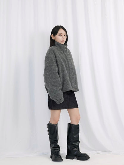 mohair snap blouson