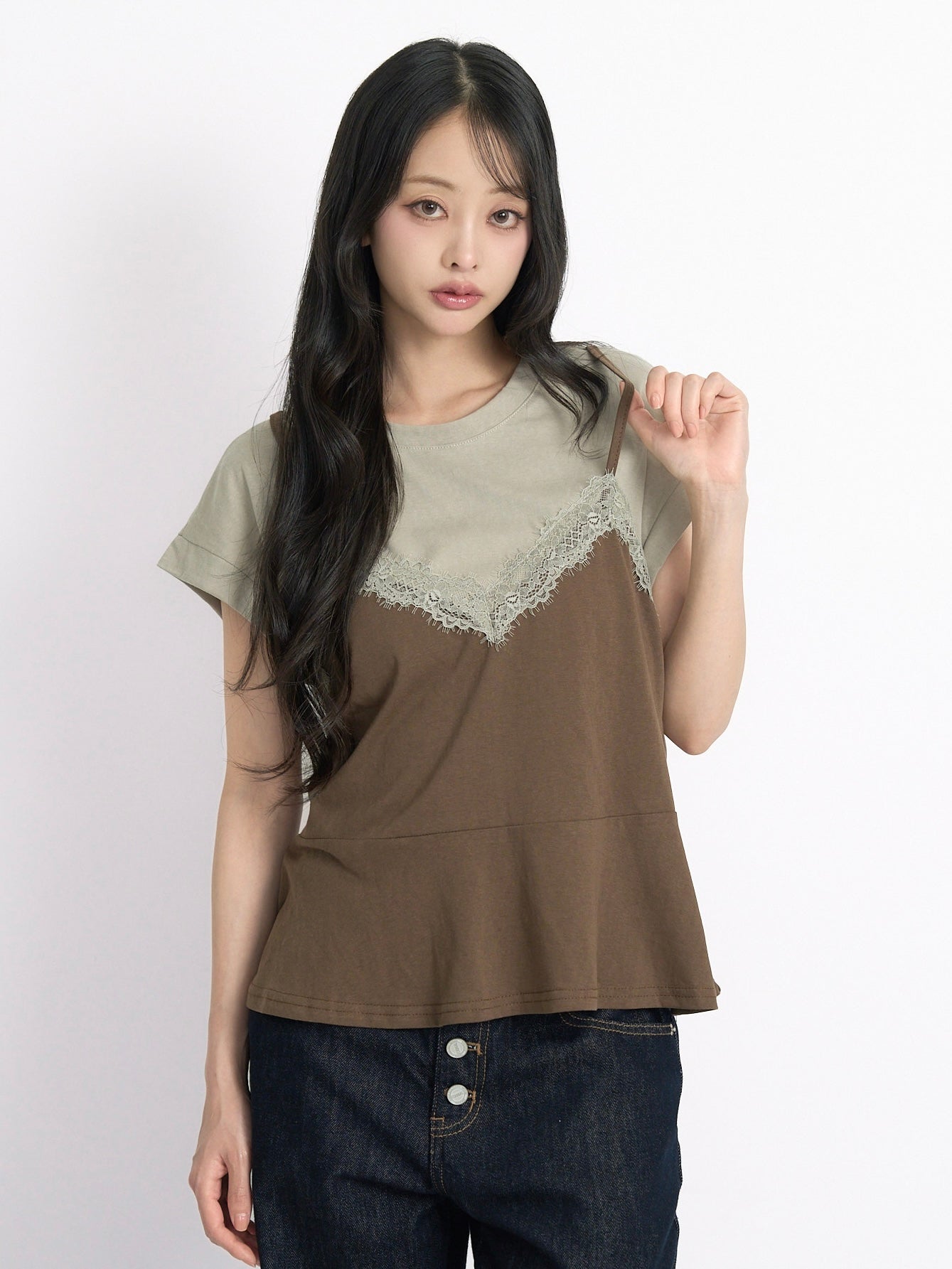 lace bustier layered tops
