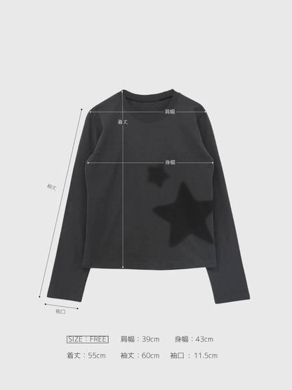 star print basic long tops