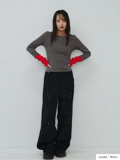 half button bicolor tops #3