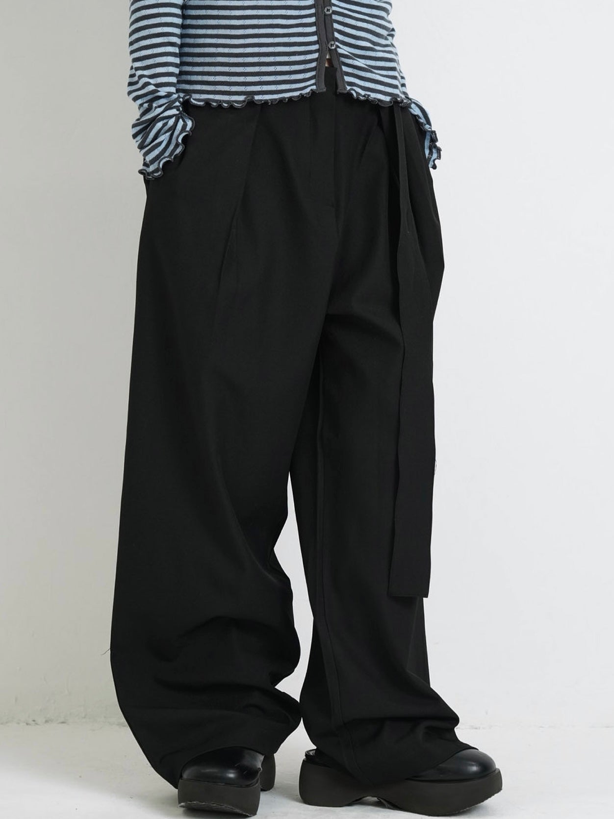 waist cord wide pants
