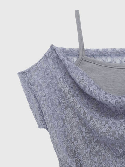 lace shirring off shoulder tops