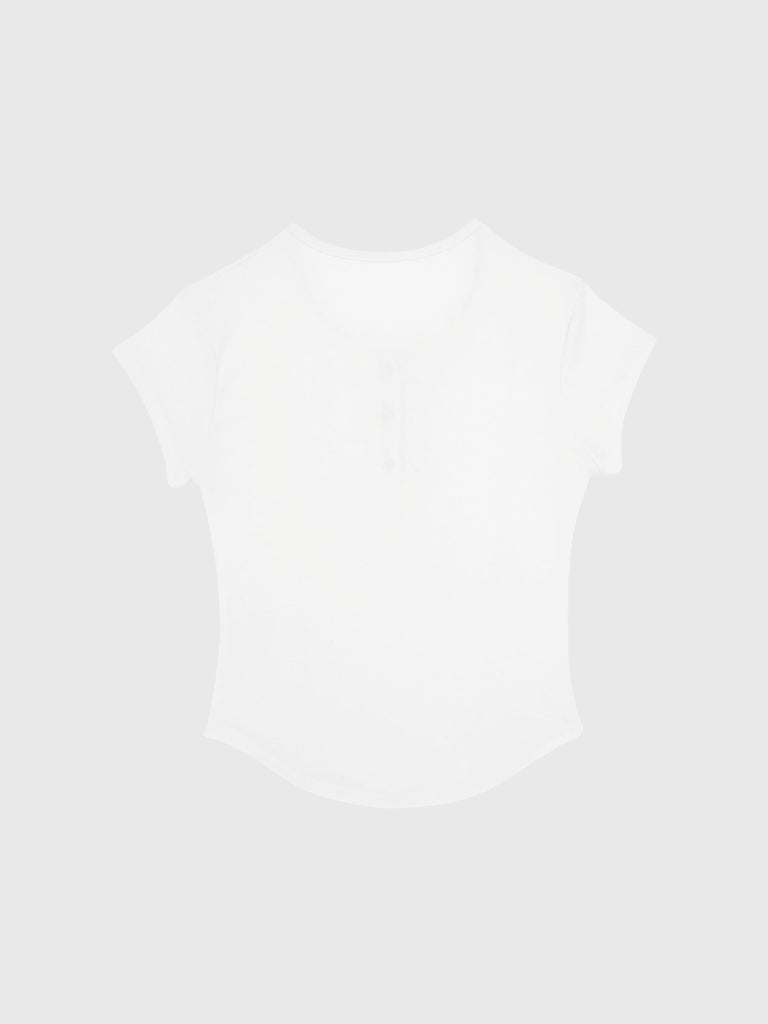 cropped stud henley tops