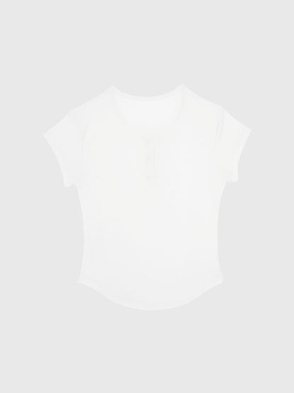 cropped stud henley tops