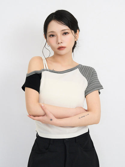 contrast one shoulder tops