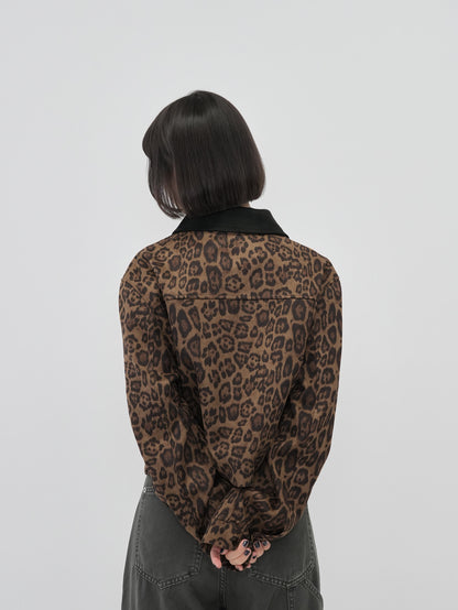 leopard collar blouson