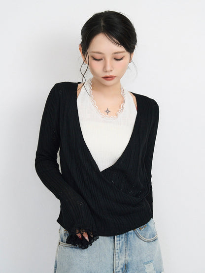 deep v neck cardigan
