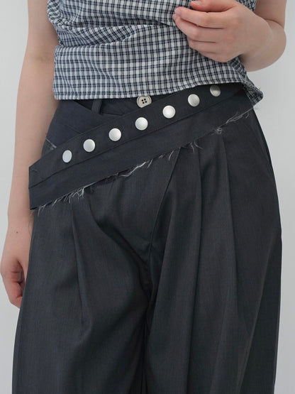 layered belt wide pants