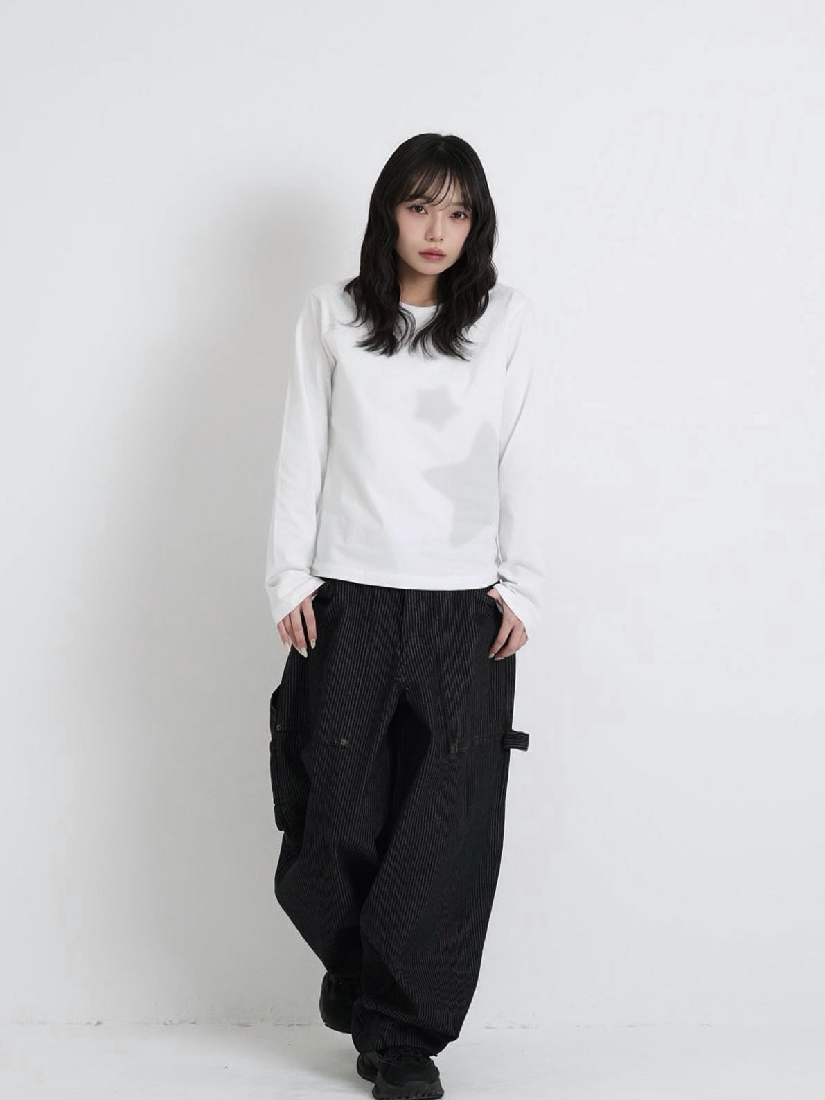 star print basic long tops