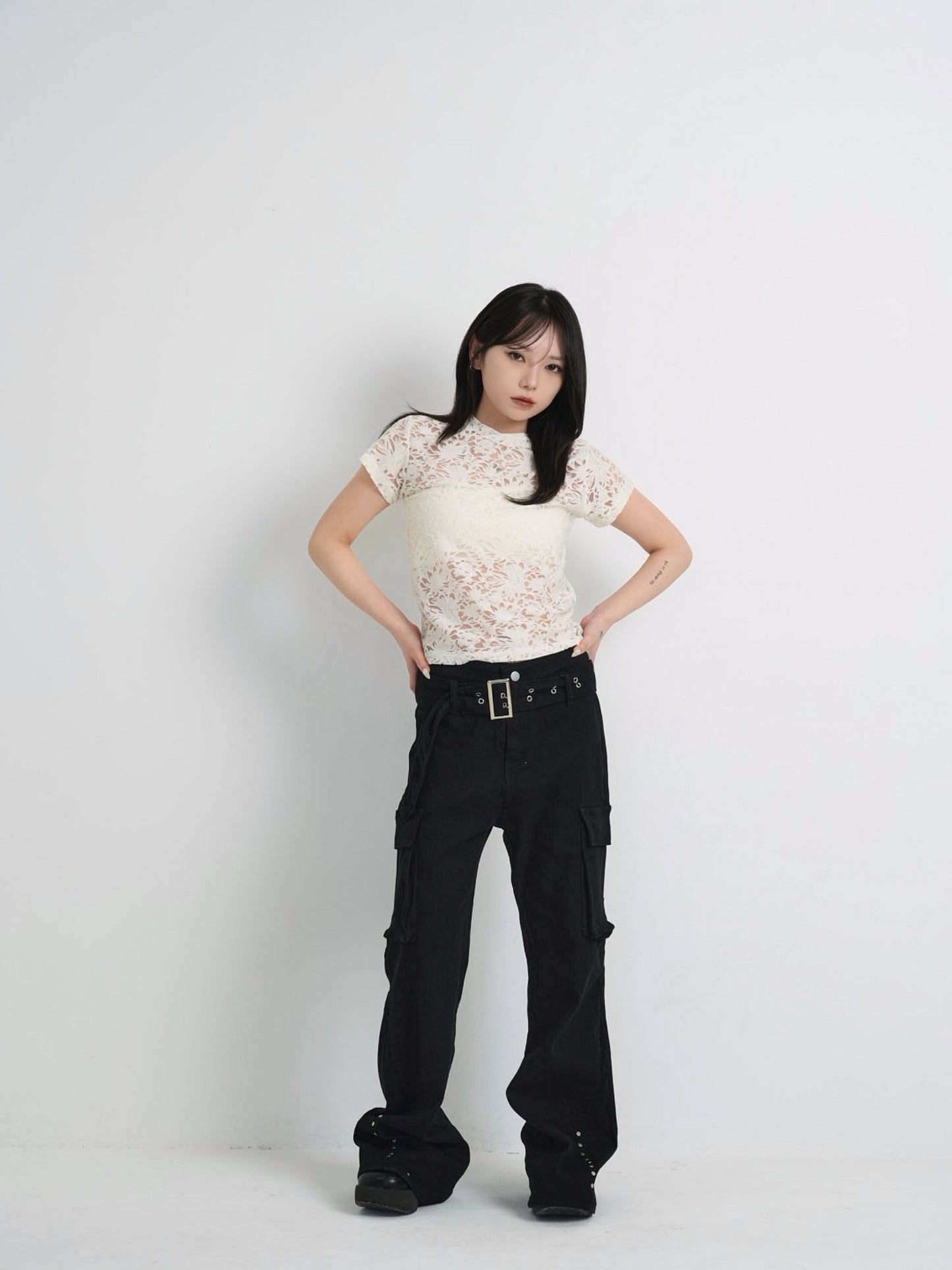 sheer flower lace tops