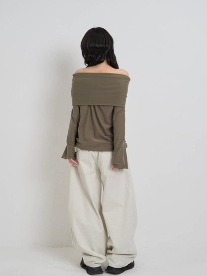 back belt detail wide pants