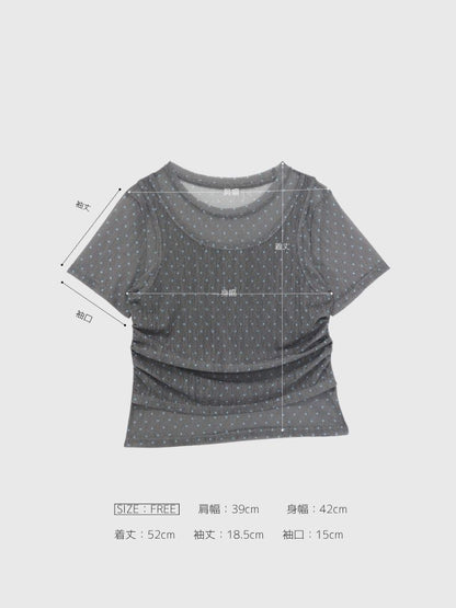 double layered dot sheer tops