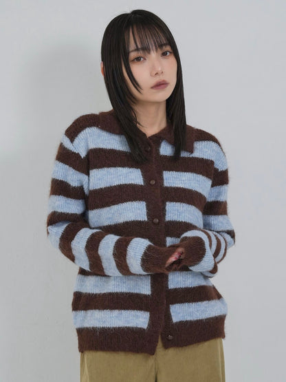 border color knit cardigan