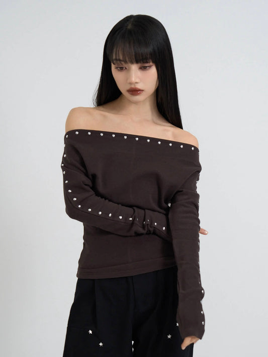 studs off shoulder tops