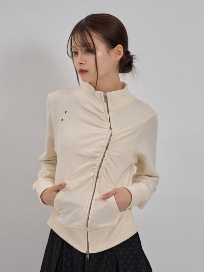 eyelet wave zip tops