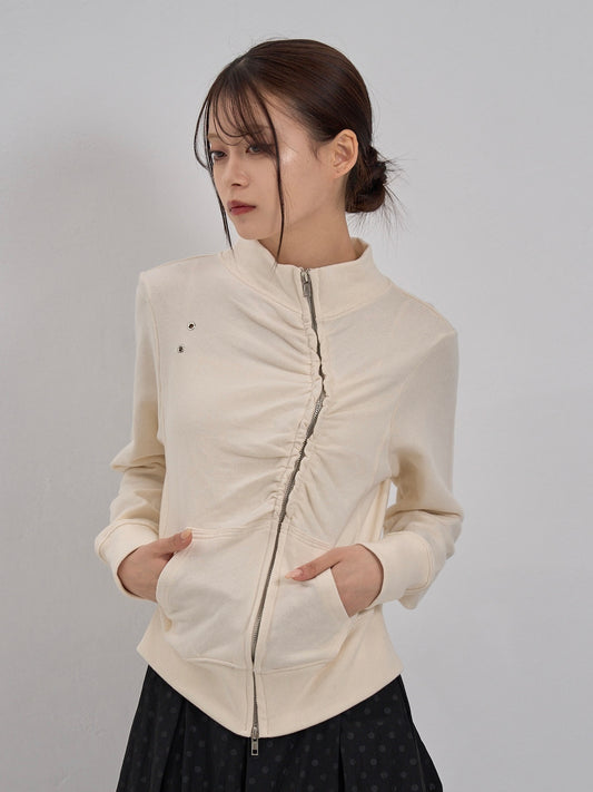 eyelet wave zip tops