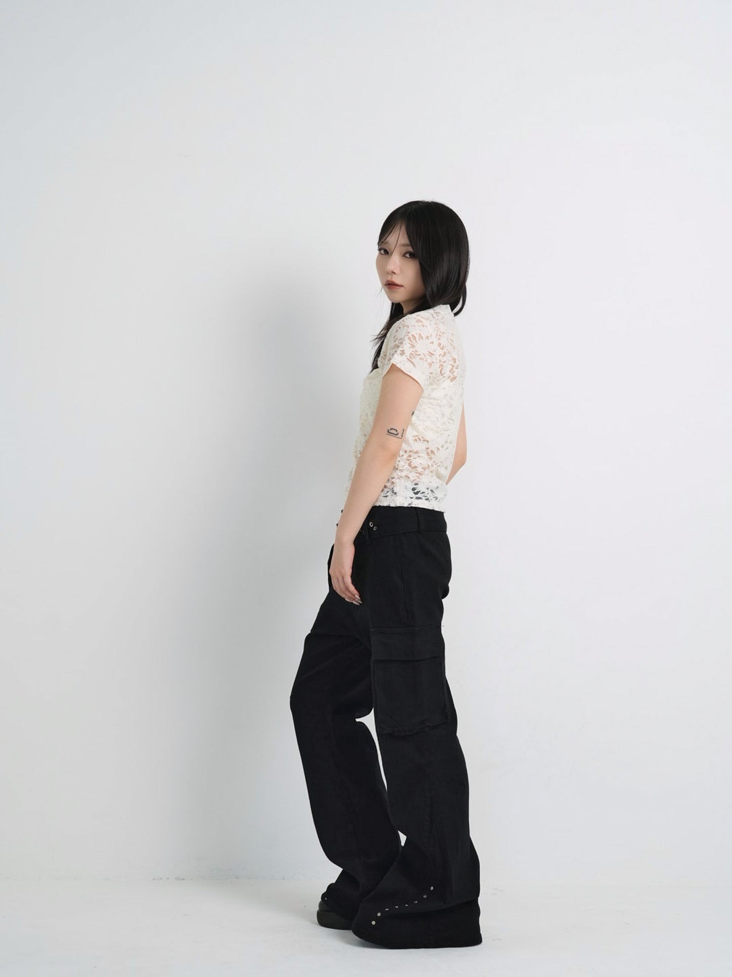sheer flower lace tops