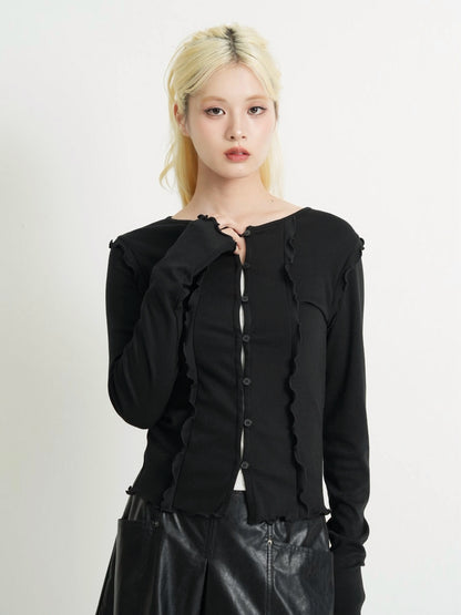 frill trim cardigan