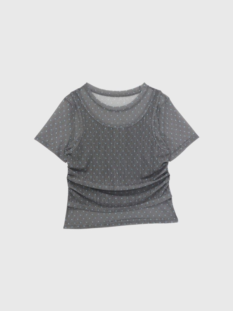 double layered dot sheer tops