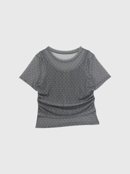 double layered dot sheer tops
