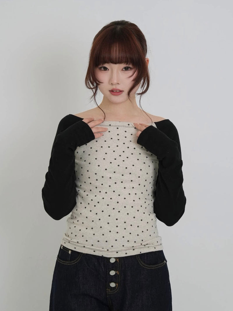 star dot raglan tops