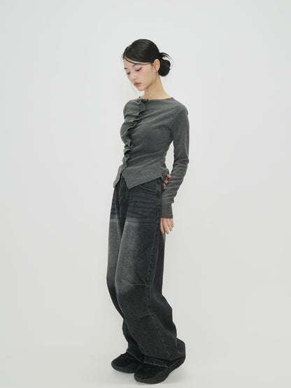 asymmetry frill blouse t