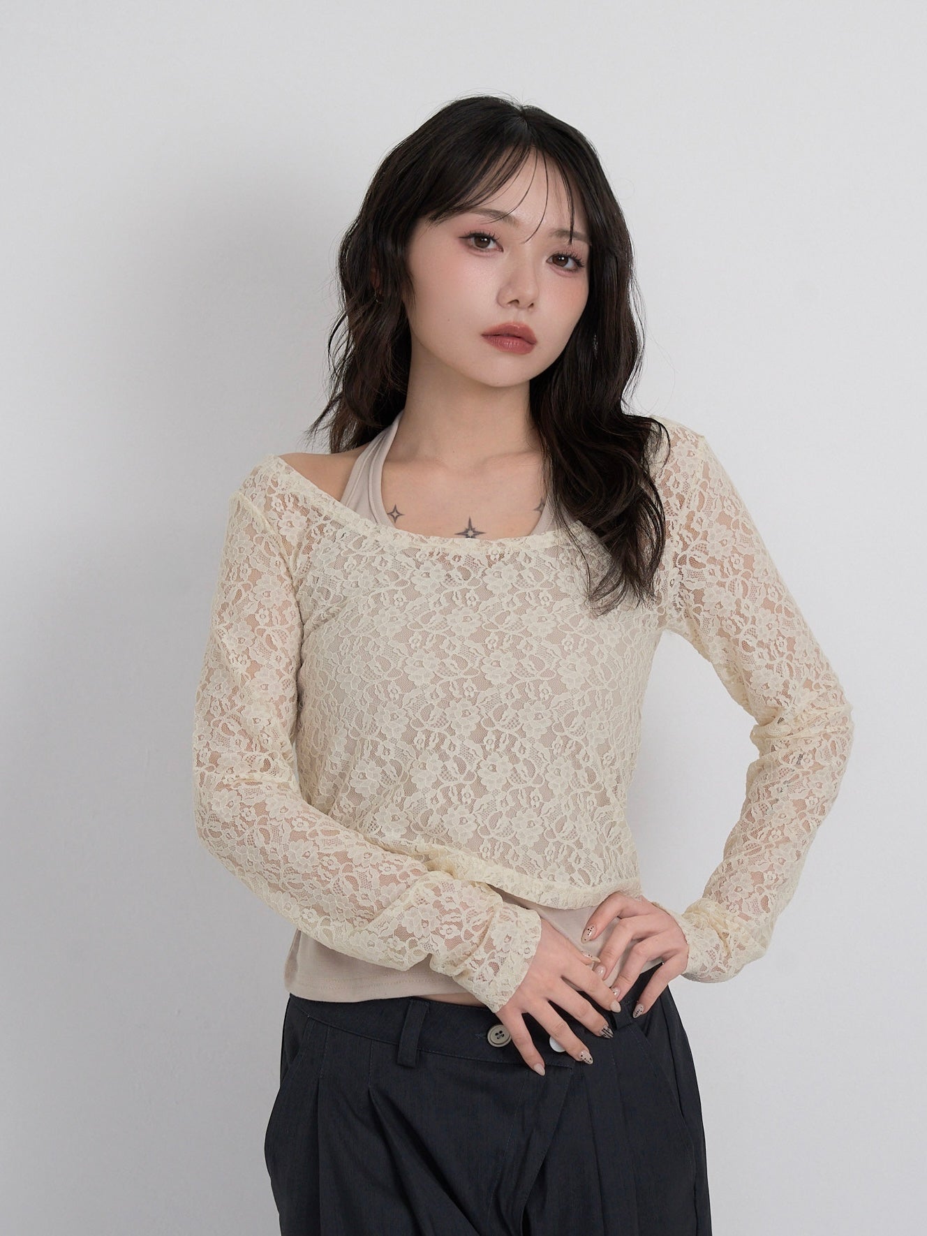 layered lace halter tops