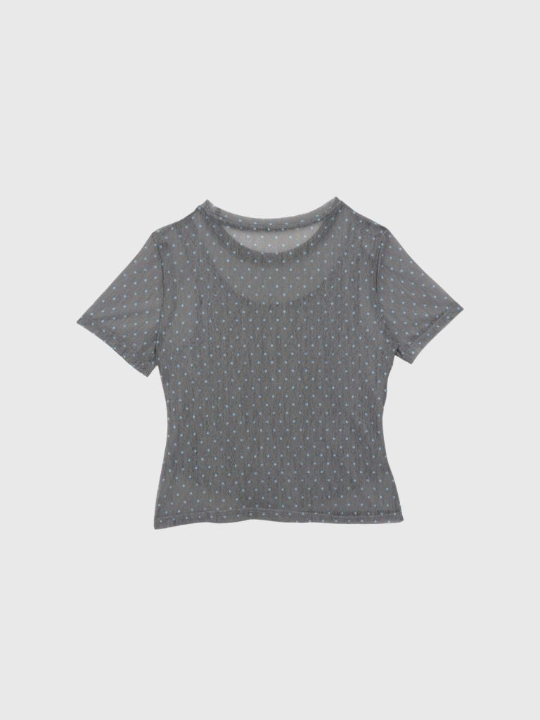 double layered dot sheer tops