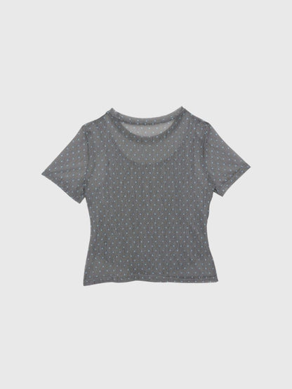 double layered dot sheer tops