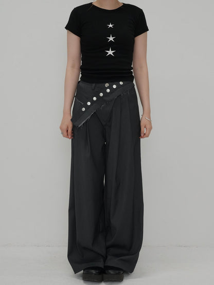 layered belt wide pants